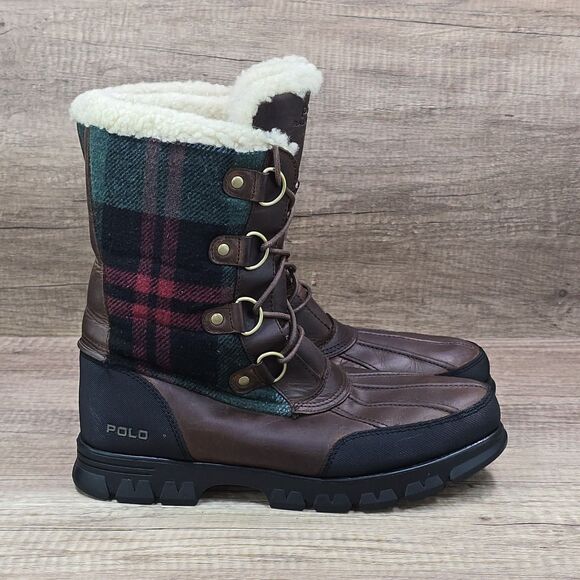 Polo Ralph Lauren Elias Men's Size 11D Brown  Leather Shearling Boots (0862 H12) - Picture 1 of 12